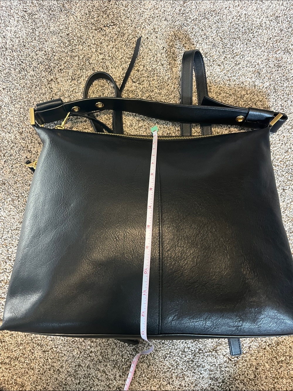 6 HOUR SALE! AllSaints Black Leather Backpack Handbag with Gold Hardware - Picture 7 of 13